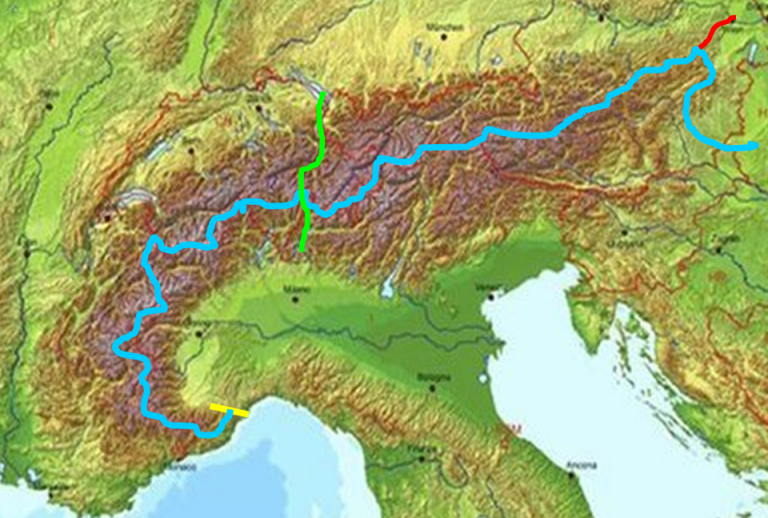 Großräumige Unterteilung der Alpen – Die Alpen